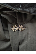 Cloakmakers.com 6171-Washable Lightweight Black & Grey Mantle Cloak w/ Black Velvet Hood Lining & Silver Tone Clasp