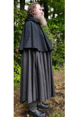 Cloakmakers.com 6171-Washable Lightweight Black & Grey Mantle Cloak w/ Black Velvet Hood Lining & Silver Tone Clasp