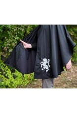 Cloakmakers.com 6173-Washable Lightweight Black Raincloak w/ White Unicorn Embroidery