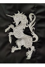 Cloakmakers.com 6173-Washable Lightweight Black Raincloak w/ White Unicorn Embroidery