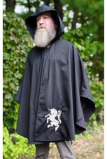 Cloakmakers.com 6173-Washable Lightweight Black Raincloak w/ White Unicorn Embroidery