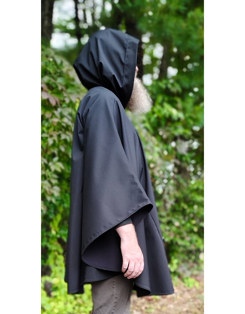 Cloakmakers.com 6173-Washable Lightweight Black Raincloak w/ White Unicorn Embroidery