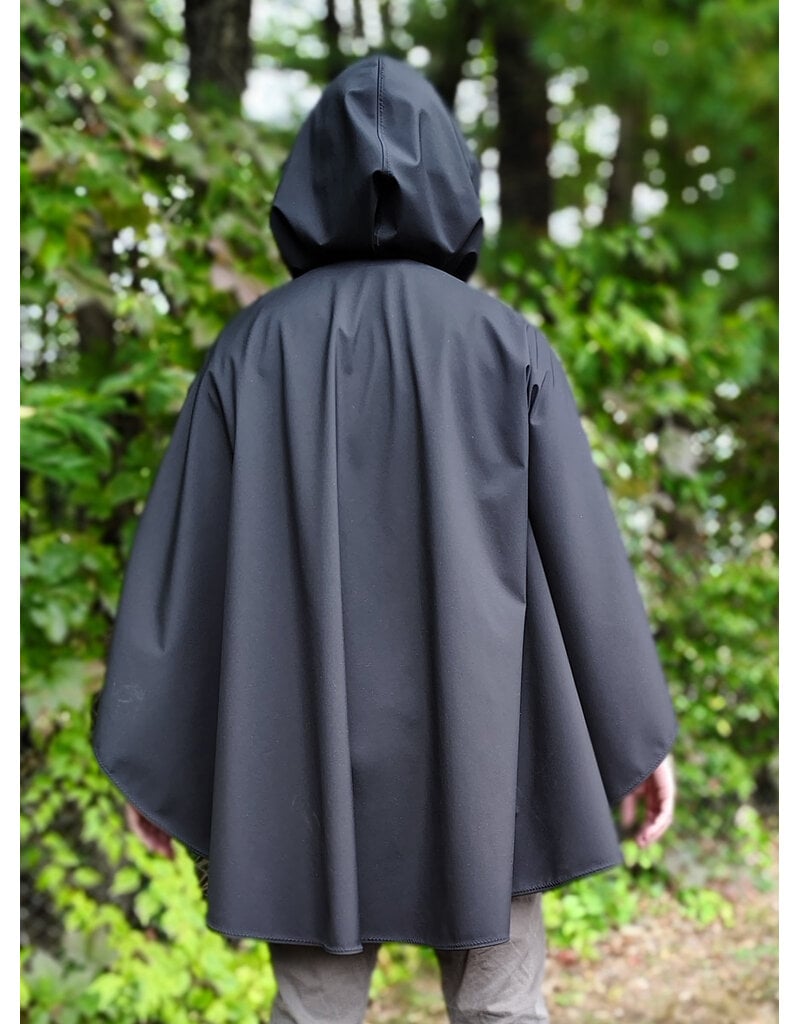 Cloakmakers.com 6173-Washable Lightweight Black Raincloak w/ White Unicorn Embroidery