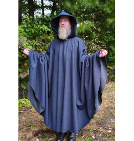 Cloakmakers.com 6174-Heathered Blue Wool Cloak w/ Silver Tone Clasp