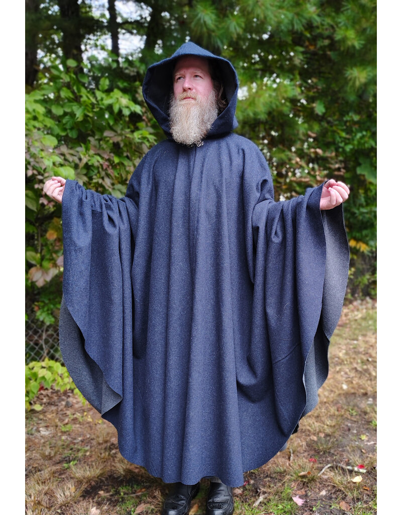 Cloakmakers.com 6174-Heathered Blue Wool Cloak w/ Silver Tone Clasp