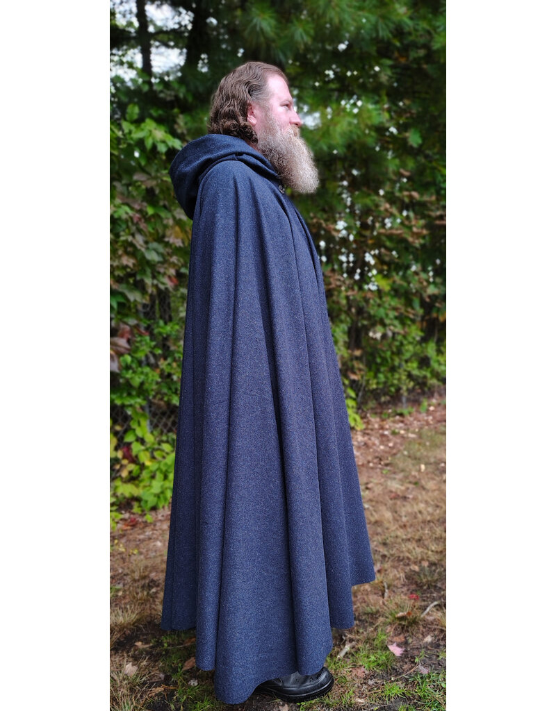 Cloakmakers.com 6174-Heathered Blue Wool Cloak w/ Silver Tone Clasp