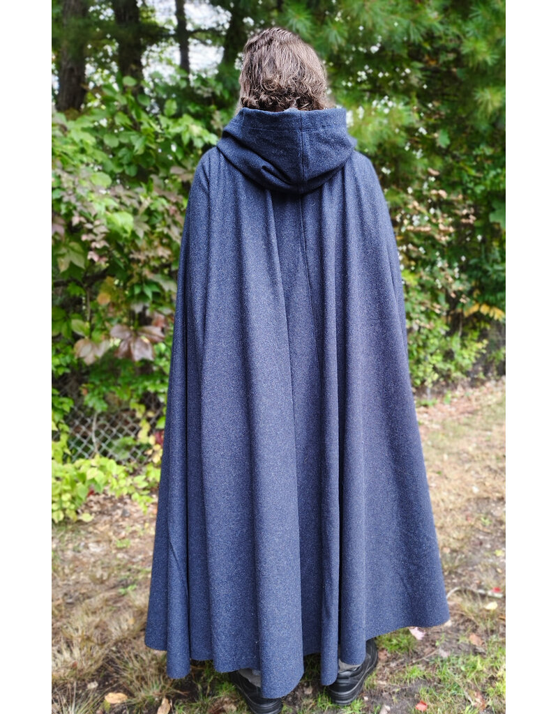 Cloakmakers.com 6174-Heathered Blue Wool Cloak w/ Silver Tone Clasp