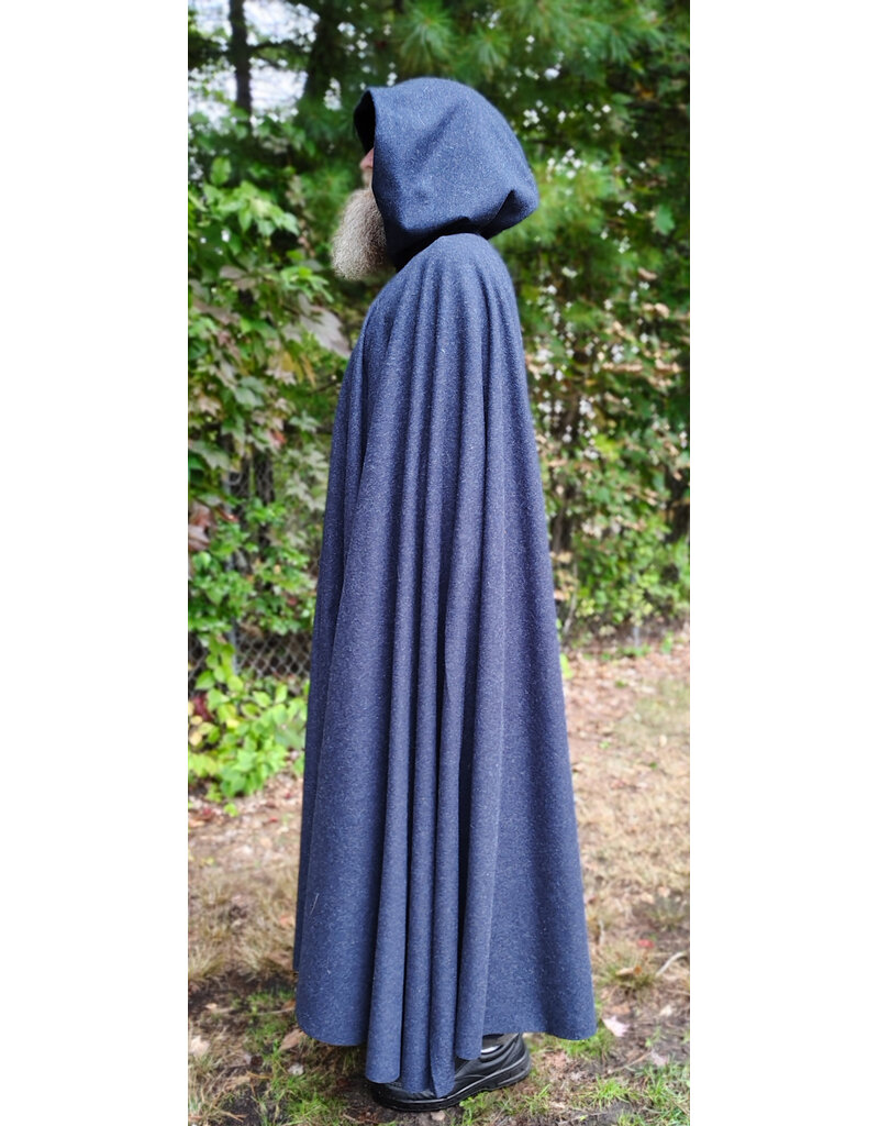 Cloakmakers.com 6174-Heathered Blue Wool Cloak w/ Silver Tone Clasp