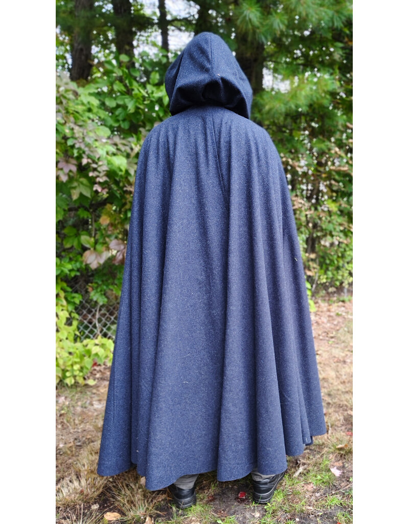 Cloakmakers.com 6174-Heathered Blue Wool Cloak w/ Silver Tone Clasp