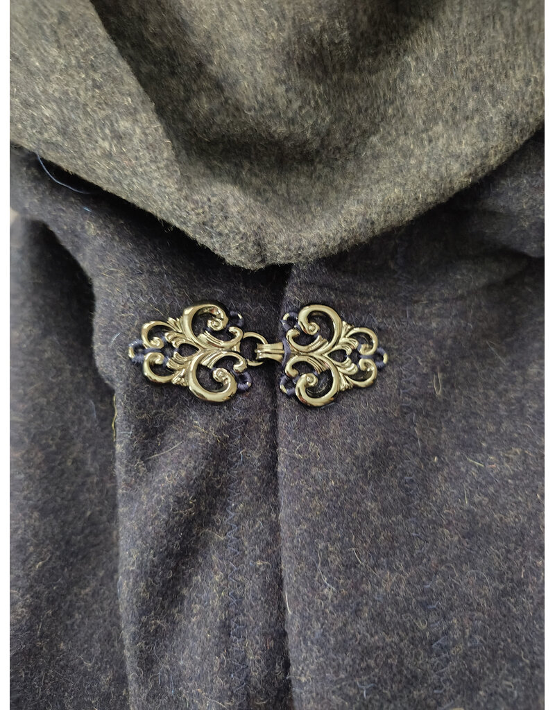 Cloakmakers.com 6174-Heathered Blue Wool Cloak w/ Silver Tone Clasp