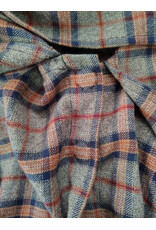 Cloakmakers.com 6175-Washable Green, Blue, & Copper Plaid Cotton Collared Cloak w/ Integrated Scarf & Magnetic Snaps