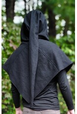 Cloakmakers.com H595-Washable Black Wool Hooded Cowl w/ Triple Dragon Embroidery & Liripipe