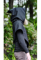 Cloakmakers.com H597-Washable Black Wool Viking Hood w/ Pointy Hood