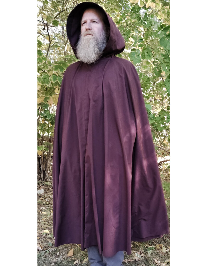 Cloakmakers.com 6178-Washable Red Plum Raincloak w/ Silver Tone Clasp
