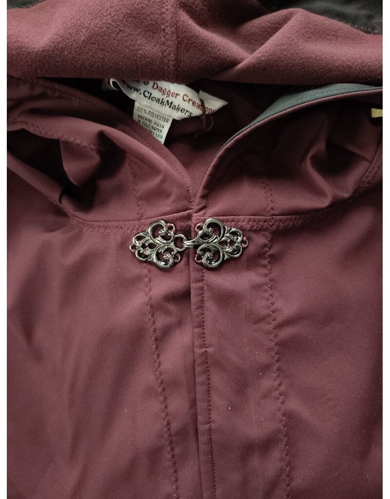 Cloakmakers.com 6178-Washable Red Plum Raincloak w/ Silver Tone Clasp