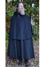 Cloakmakers.com 6179-Washable Black & Grey Plaid Mantle Cloak w/ Black Velvet Hood Lining & Pockets