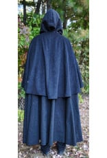Cloakmakers.com 6179-Washable Black & Grey Plaid Mantle Cloak w/ Black Velvet Hood Lining & Pockets