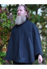 Cloakmakers.com 6181-Washable Black & Grey Plaid Wool Cloak w/ Scarfed Collar & Two Pockets