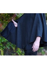 Cloakmakers.com 6181-Washable Black & Grey Plaid Wool Cloak w/ Scarfed Collar & Two Pockets