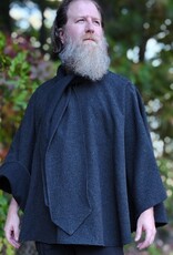 Cloakmakers.com 6181-Washable Black & Grey Plaid Wool Cloak w/ Scarfed Collar & Two Pockets