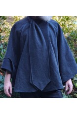 Cloakmakers.com 6181-Washable Black & Grey Plaid Wool Cloak w/ Scarfed Collar & Two Pockets