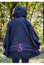 Cloakmakers.com 6182-Washable Lightweight Black Raincloak w/ Dual Purple Dragon Embroidery