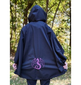 Cloakmakers.com 6182-Washable Lightweight Black Raincloak w/ Dual Purple Dragon Embroidery