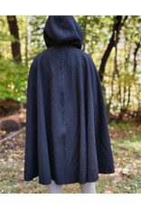 Cloakmakers.com 6184-Washable Black Wool Cloak w/ Red Velvet Hood Lining & Gothic Rose Clasp