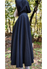 Cloakmakers.com 6184-Washable Black Wool Cloak w/ Red Velvet Hood Lining & Gothic Rose Clasp