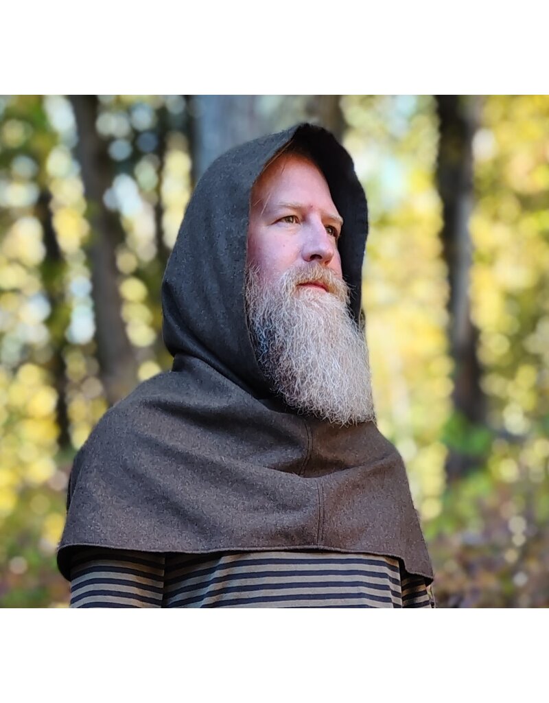 Cloakmakers.com H599-Washable Green Wool Blend Ranger Hooded Cowl