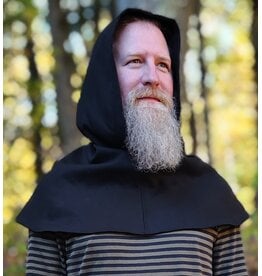 Cloakmakers.com H600-Black Woven Wool Blend Hooded Cowl