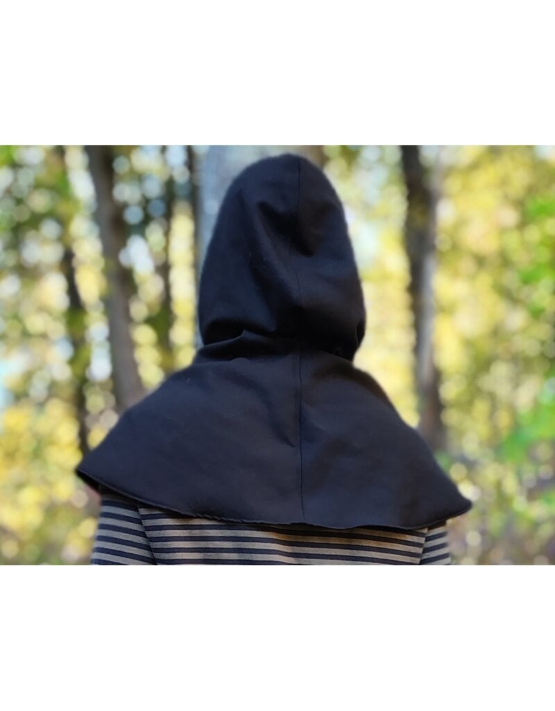 Cloakmakers.com H600-Black Woven Wool Blend Hooded Cowl