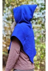 Cloakmakers.com H601-Washable Blue Woven Wool Viking Hood w/ Pointy Hood