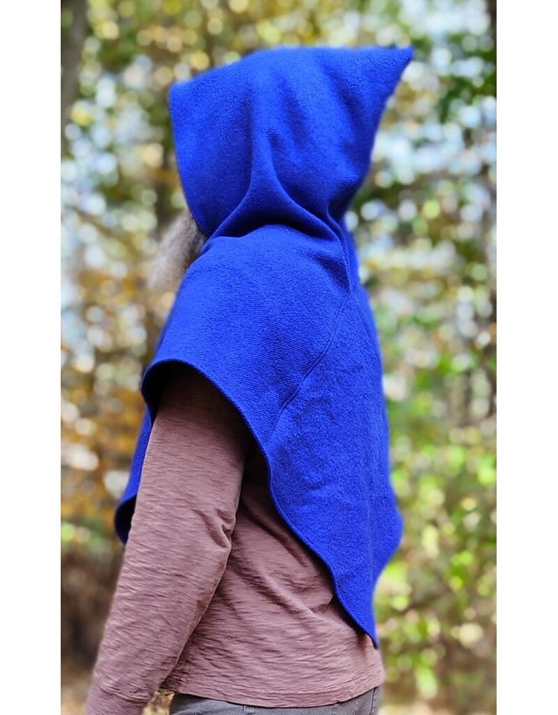 Cloakmakers.com H601-Washable Blue Woven Wool Viking Hood w/ Pointy Hood