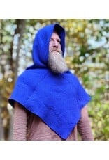 Cloakmakers.com H601-Washable Blue Woven Wool Viking Hood w/ Pointy Hood