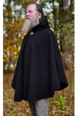 Cloakmakers.com 6189-Washable Black Wool Cloak w/ Violet Velvet Hood Lining & Blue & Green Triquetra Dragon Embroidery