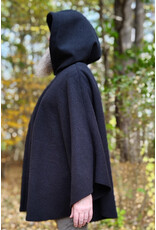 Cloakmakers.com 6189-Washable Black Wool Cloak w/ Violet Velvet Hood Lining & Blue & Green Triquetra Dragon Embroidery
