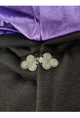 Cloakmakers.com 6189-Washable Black Wool Cloak w/ Violet Velvet Hood Lining & Blue & Green Triquetra Dragon Embroidery