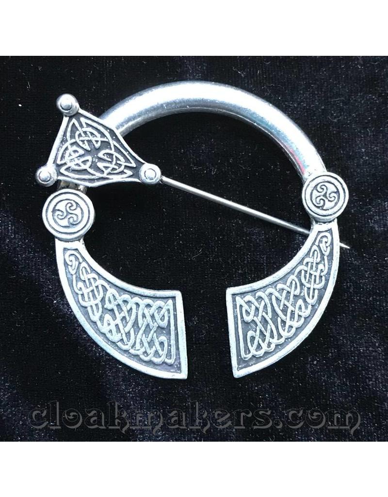 Cloakmakers.com Pewter Squared End Celtic Penannular Brooch, Large