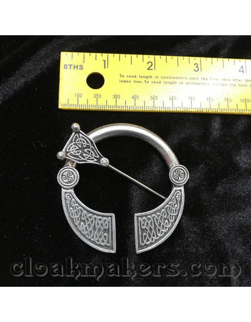 Cloakmakers.com Pewter Squared End Celtic Penannular Brooch, Large