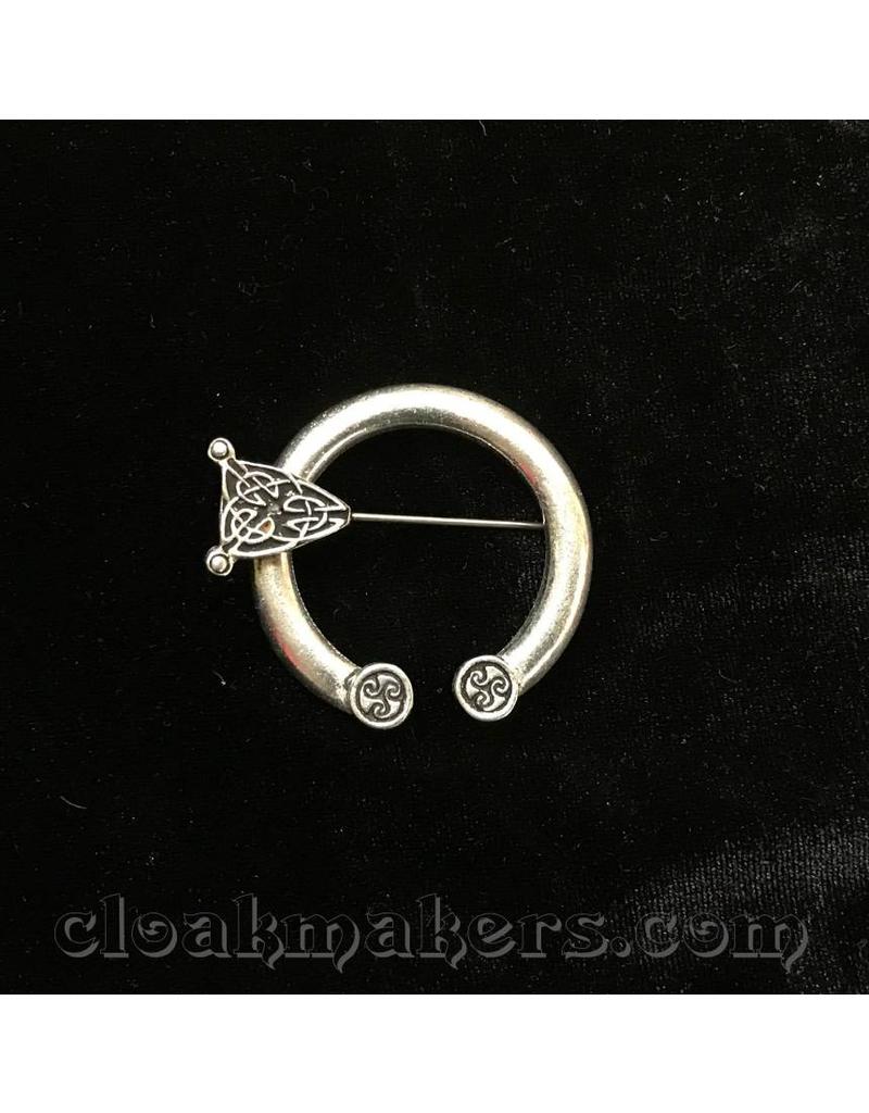 Cloakmakers.com Pewter Round End Celtic Knot Penannular Brooch, Small