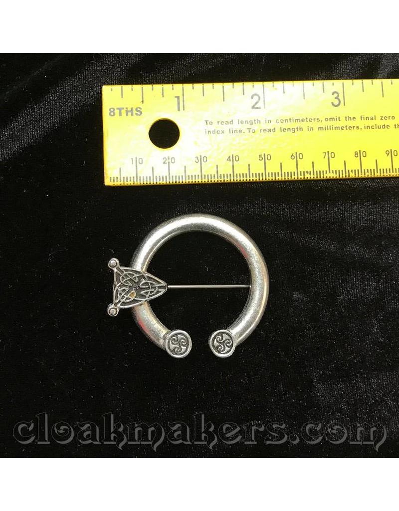 Cloakmakers.com Pewter Round End Celtic Knot Penannular Brooch, Small