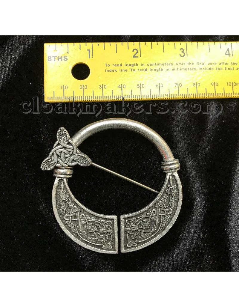 Cloak and Dagger Creations Celtic Hounds Pewter Penannular Brooch, Large