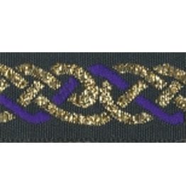 Cloakmakers.com Celtic Knot Trim, Purple/Gold on Black - DISCONTINUED