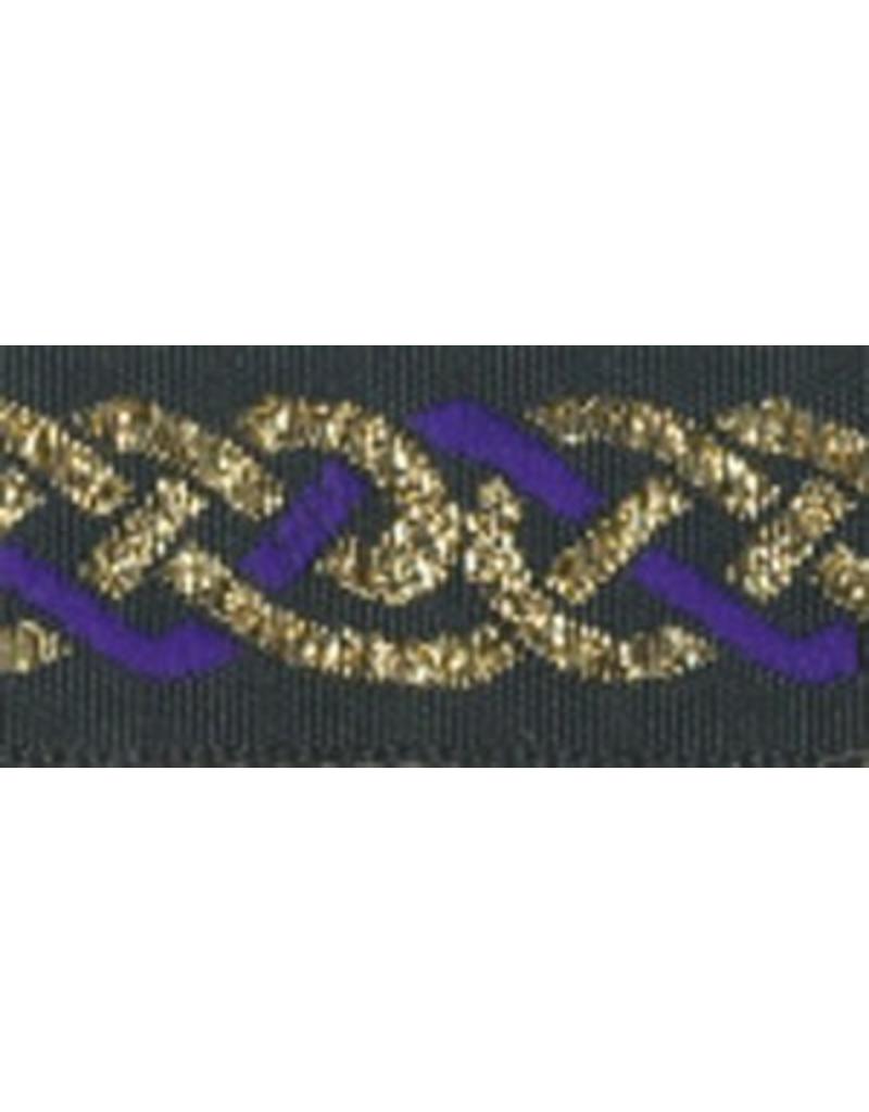 Cloakmakers.com Celtic Knot Trim, Purple/Gold on Black - DISCONTINUED