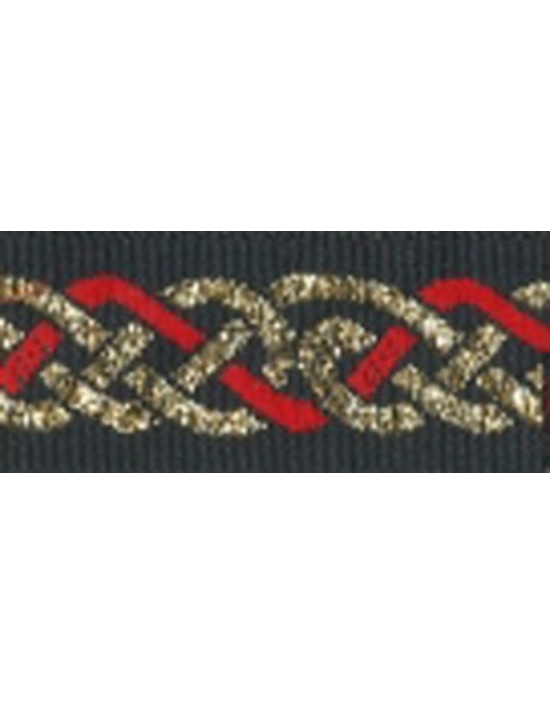 Cloakmakers.com Celtic Knot Trim, Red/Gold on Black - DISCONTINUED