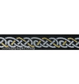 Cloakmakers.com Celtic Knot Trim, Silver/Gold on Black - DISCONTINUED