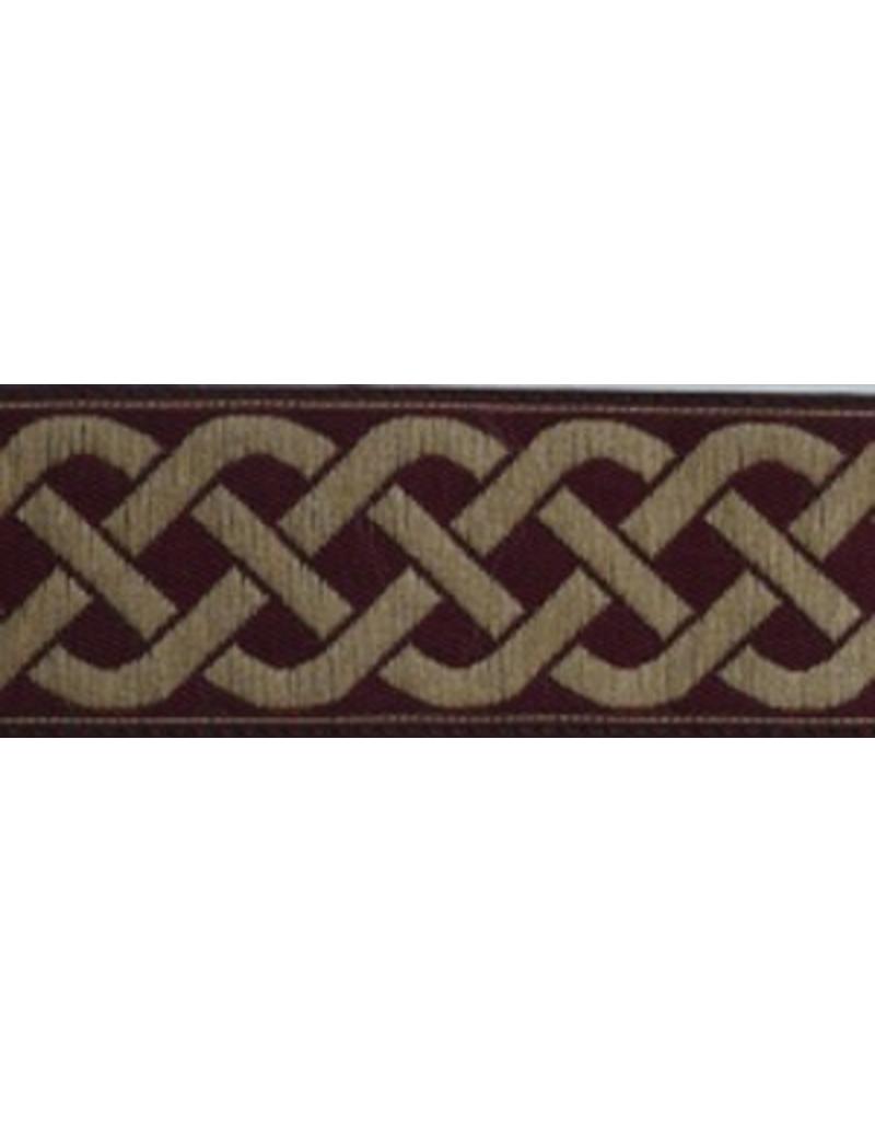 Cloakmakers.com 3 Strand Celtic Braid Trim, Tan on Burgundy - Medium