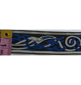 Cloakmakers.com Celtic Beasties Trim, Blue/Grey on Black- Narrow