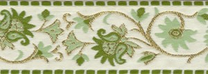 Elizabethan Floral Trim, Gold/Green - Cloak & Dagger Creations